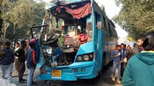 Moga Accident: Uncontrolled Roadways Bus Collides with Pickup in Dharamkot, Several Injured